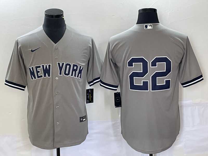 Mens New York Yankees #22 Harrison Bader No Name Grey Cool Base Stitched Baseball Jersey